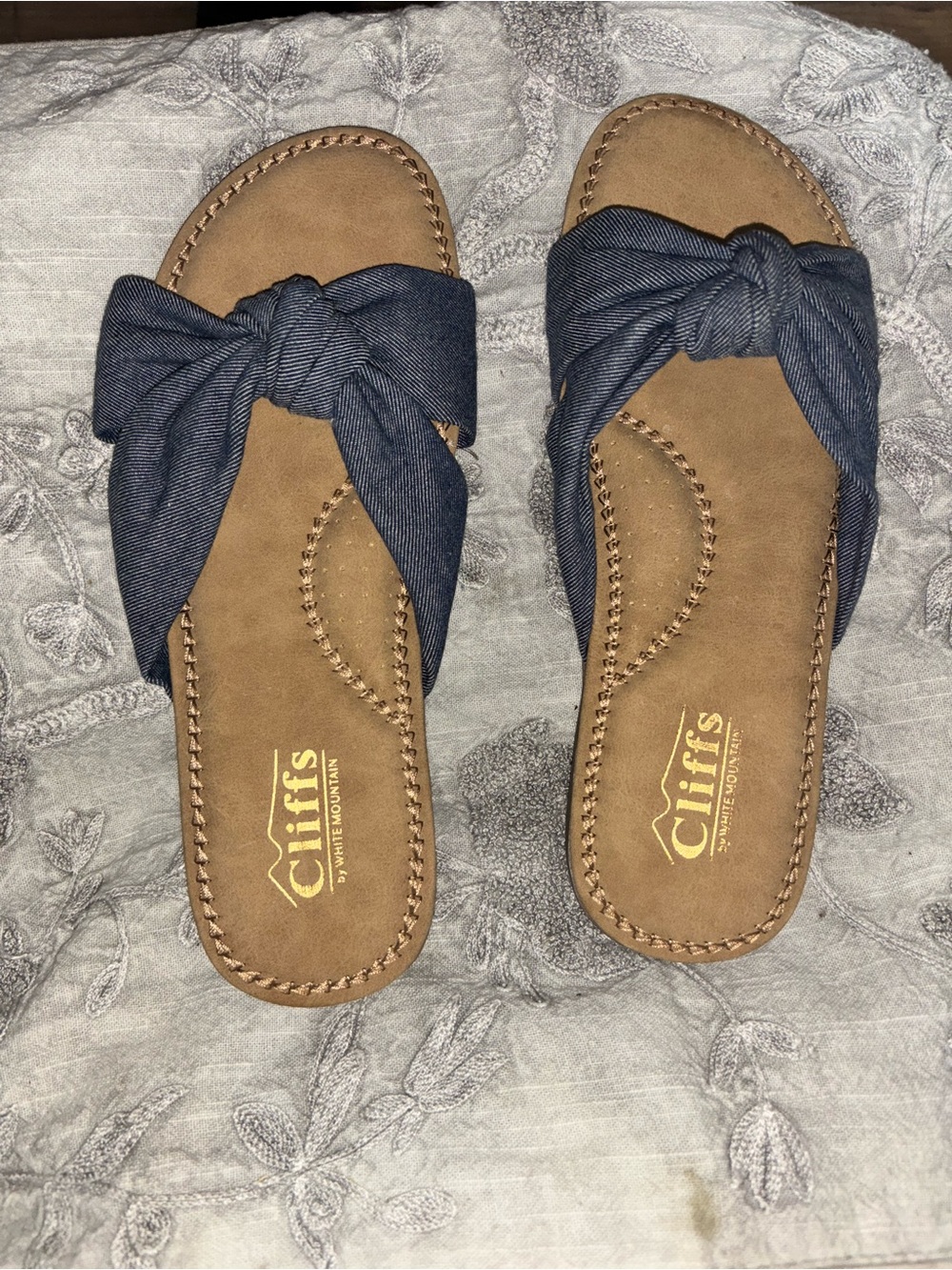 NWOT by White Mountain Navy Knot Slide Sandals